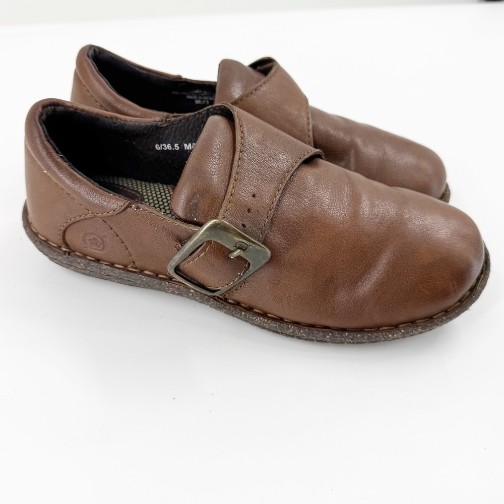 ✅ Born Juanita Shoe Womens 6.5 Brown Leather Monk Strap Buckle Comfort
